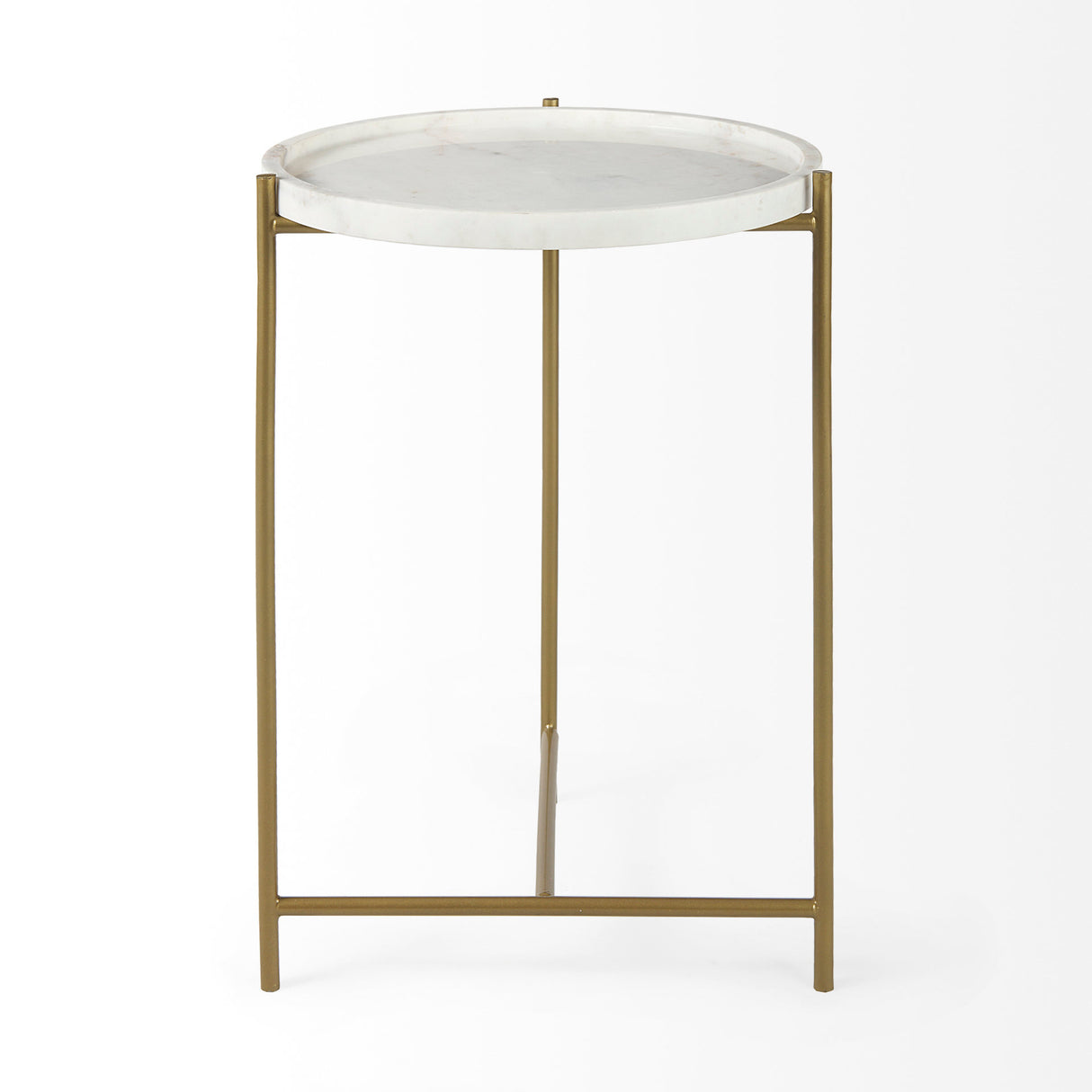 Stella 17L x 17W White Round Marble Top W/Gold Base Accent Table from Mercana - Luna Furniture