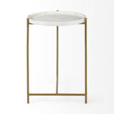 Stella 17L x 17W White Round Marble Top W/Gold Base Accent Table from Mercana - Luna Furniture