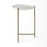 Stella 17L x 17W White Round Marble Top W/Gold Base Accent Table from Mercana - Luna Furniture