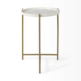 Stella 17L x 17W White Round Marble Top W/Gold Base Accent Table from Mercana - Luna Furniture