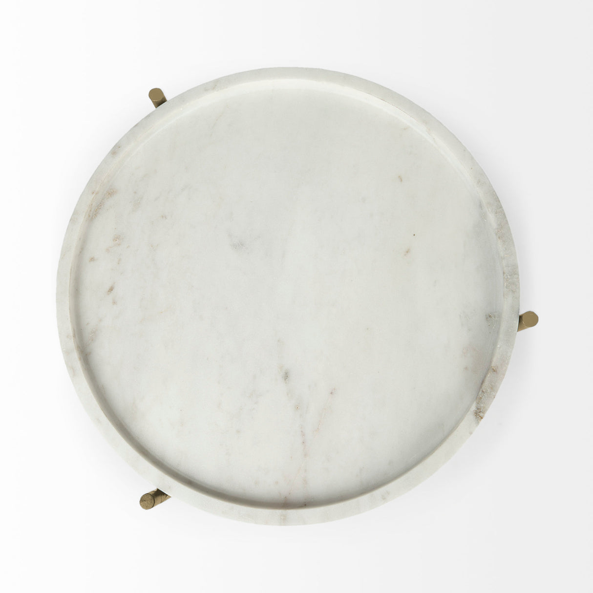 Stella 17L x 17W White Round Marble Top W/Gold Base Accent Table from Mercana - Luna Furniture