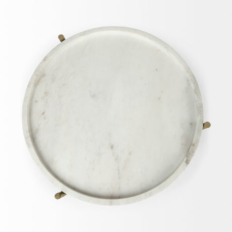 Stella 17L x 17W White Round Marble Top W/Gold Base Accent Table from Mercana - Luna Furniture