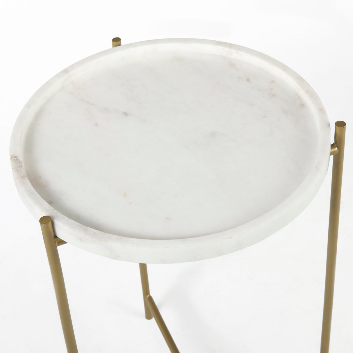 Stella 17L x 17W White Round Marble Top W/Gold Base Accent Table from Mercana - Luna Furniture