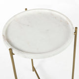Stella 17L x 17W White Round Marble Top W/Gold Base Accent Table from Mercana - Luna Furniture