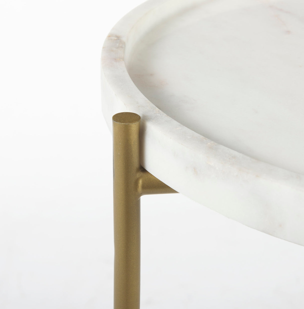 Stella 17L x 17W White Round Marble Top W/Gold Base Accent Table from Mercana - Luna Furniture