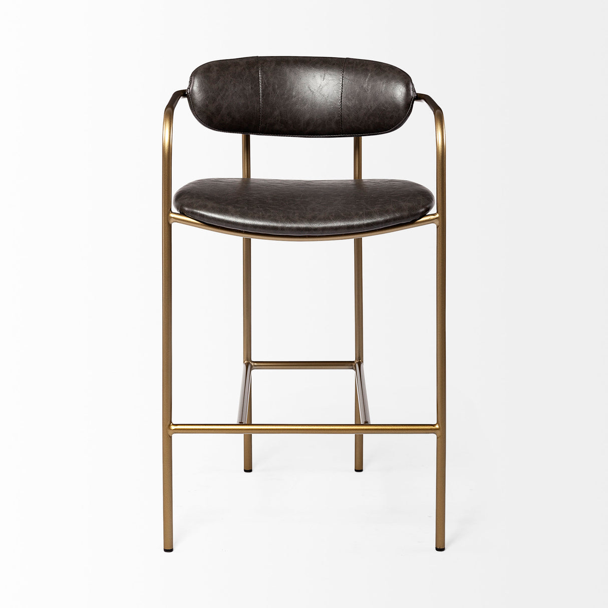 Parker Brown Faux Leather Seat Gold Metal Counter Stool from Mercana - Luna Furniture