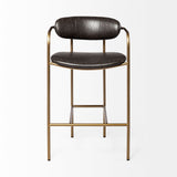 Parker Brown Faux Leather Seat Gold Metal Counter Stool from Mercana - Luna Furniture