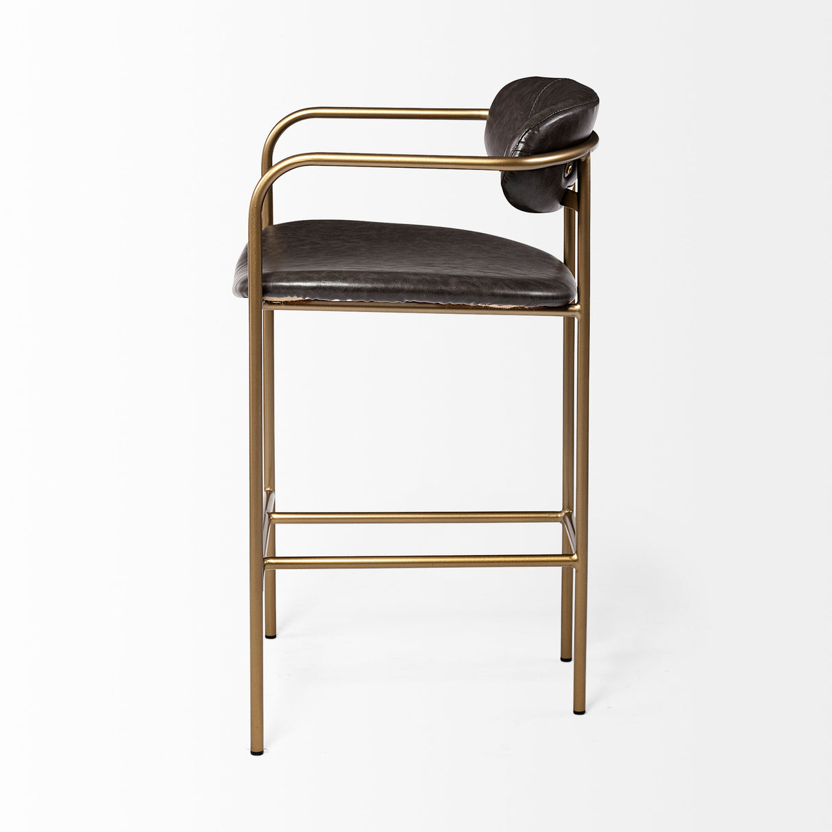 Parker Brown Faux Leather Seat Gold Metal Counter Stool from Mercana - Luna Furniture