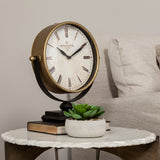 Houston Gold Metal Half Moon Base Table Clock from Mercana - Luna Furniture