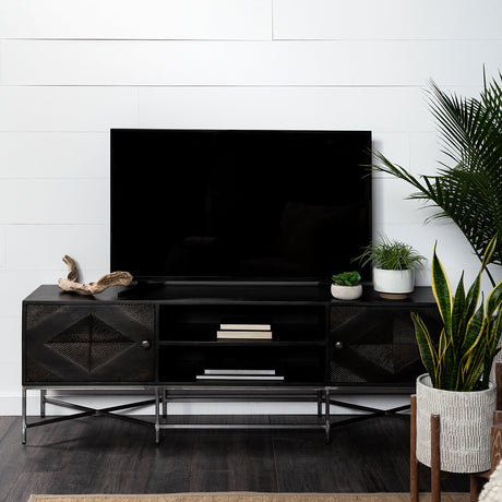 Hogarth I Dark Brown Solid Wood TV Stand Media Console with Storage, TV up to 81" from Mercana - Luna Furniture