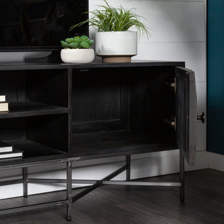 Hogarth I Dark Brown Solid Wood TV Stand Media Console with Storage, TV up to 81" from Mercana - Luna Furniture