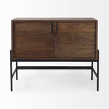 Glenn 38L x 16W x 30H Dark Brown Wood w/ Black Iron Frame, 2 Door Accent Cabinet from Mercana - Luna Furniture