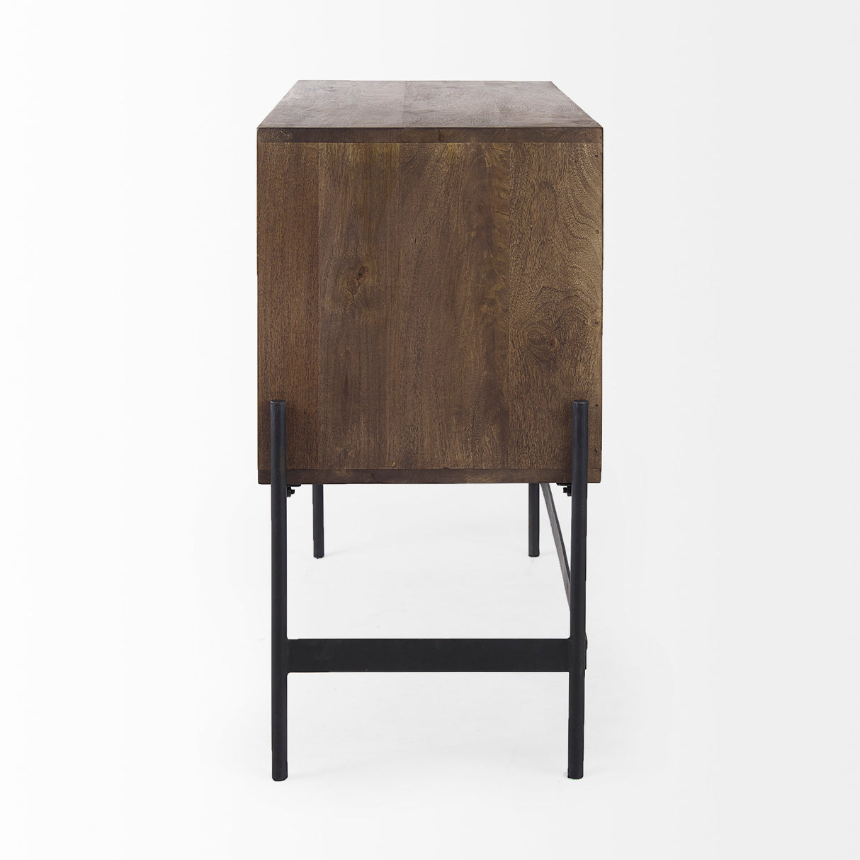 Glenn 38L x 16W x 30H Dark Brown Wood w/ Black Iron Frame, 2 Door Accent Cabinet from Mercana - Luna Furniture