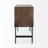 Glenn 38L x 16W x 30H Dark Brown Wood w/ Black Iron Frame, 2 Door Accent Cabinet from Mercana - Luna Furniture