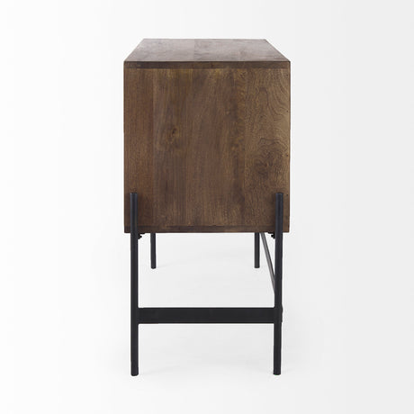 Glenn 38L x 16W x 30H Dark Brown Wood w/ Black Iron Frame, 2 Door Accent Cabinet from Mercana - Luna Furniture