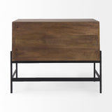 Glenn 38L x 16W x 30H Dark Brown Wood w/ Black Iron Frame, 2 Door Accent Cabinet from Mercana - Luna Furniture