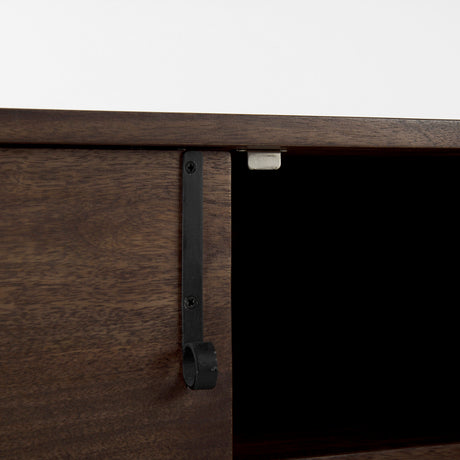 Glenn 38L x 16W x 30H Dark Brown Wood w/ Black Iron Frame, 2 Door Accent Cabinet from Mercana - Luna Furniture