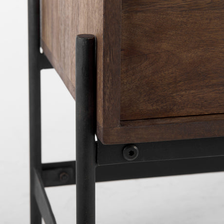 Glenn 38L x 16W x 30H Dark Brown Wood w/ Black Iron Frame, 2 Door Accent Cabinet from Mercana - Luna Furniture