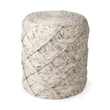Esfera 17.7L x 15.7W x 15.7H Beige Chevron Woven Round Pouf from Mercana - Luna Furniture
