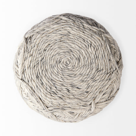 Esfera 17.7L x 15.7W x 15.7H Beige Chevron Woven Round Pouf from Mercana - Luna Furniture