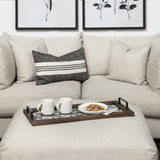 Ellingson 28L x 13W Black Rectangular Metal Glass Wood Bottom Tray from Mercana - Luna Furniture