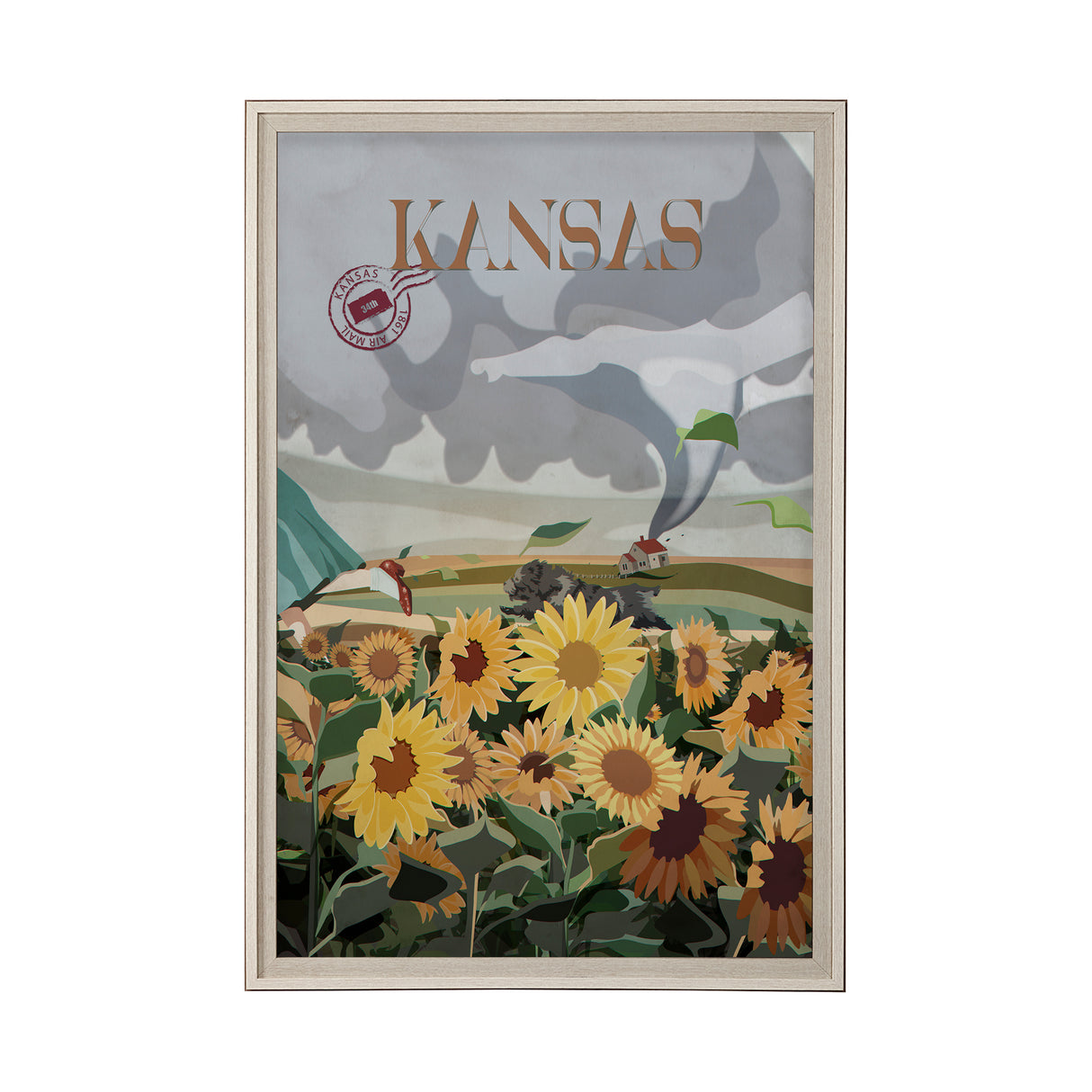 Kansas Go USA (XL) by Mercana Studio a Hand Embellished Decograph Framed Art Print under Glass from Mercana - Luna Furniture
