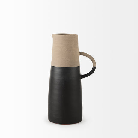 Garand Medium 15H Two-Toned Black/Natural Ceramic Jug from Mercana - Luna Furniture