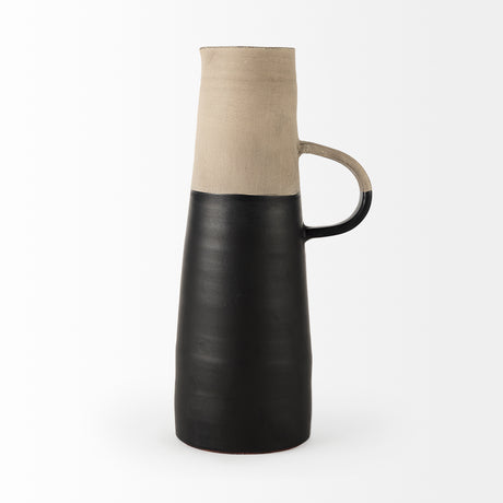 Garand Large 18.8H Two-Toned Black/Natural Ceramic Jug from Mercana - Luna Furniture