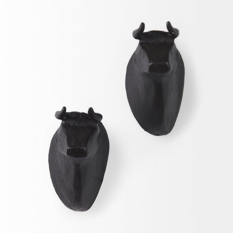 Taurus IV (Set of 2) Black Cast Aluminum Bull Wall Decor from Mercana - Luna Furniture
