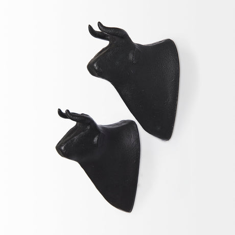 Taurus IV (Set of 2) Black Cast Aluminum Bull Wall Decor from Mercana - Luna Furniture