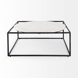 Austen 36L x 36W x 14.5H Round White Marble Top W/ Black Metal Frame Coffee Table from Mercana - Luna Furniture