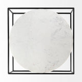 Austen 36L x 36W x 14.5H Round White Marble Top W/ Black Metal Frame Coffee Table from Mercana - Luna Furniture