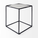 Austen 20L x 20W x 22H Round White Marble Top W/ Black Metal Frame Side Table from Mercana - Luna Furniture