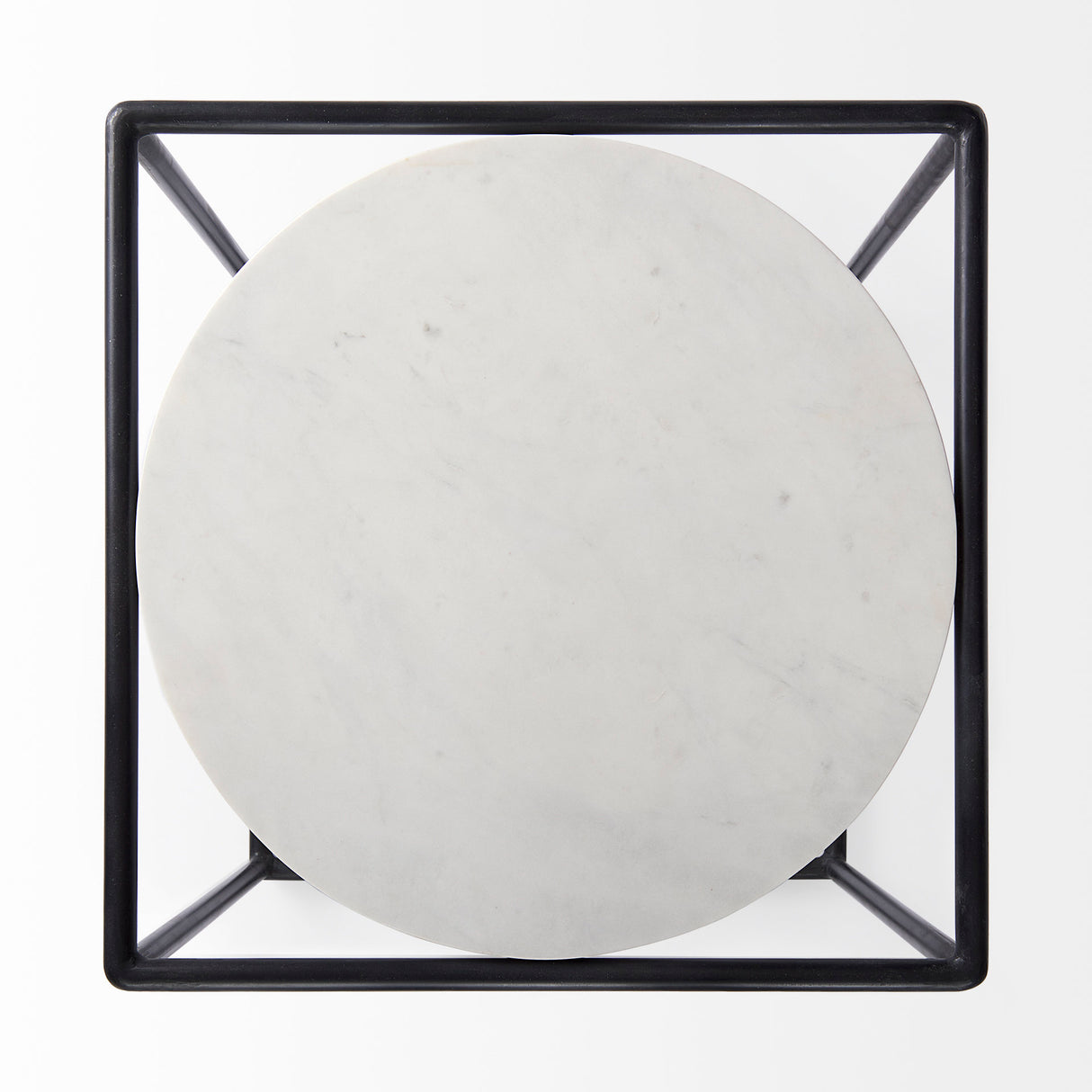 Austen 20L x 20W x 22H Round White Marble Top W/ Black Metal Frame Side Table from Mercana - Luna Furniture