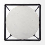 Austen 20L x 20W x 22H Round White Marble Top W/ Black Metal Frame Side Table from Mercana - Luna Furniture