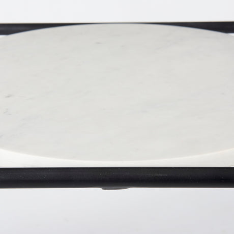 Austen 20L x 20W x 22H Round White Marble Top W/ Black Metal Frame Side Table from Mercana - Luna Furniture
