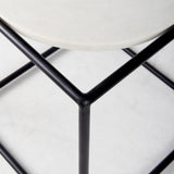 Austen 20L x 20W x 22H Round White Marble Top W/ Black Metal Frame Side Table from Mercana - Luna Furniture