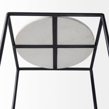 Austen 20L x 20W x 22H Round White Marble Top W/ Black Metal Frame Side Table from Mercana - Luna Furniture