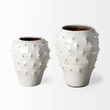 Julian Small Glossy White Ceramic Spoked Vase from Mercana - Luna Furniture