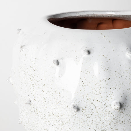 Julian Small Glossy White Ceramic Spoked Vase from Mercana - Luna Furniture