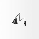 Cobalt 6L x 32W Black Metal Cone Shaped Swivel Wall Sconce from Mercana - Luna Furniture