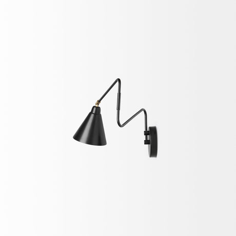 Cobalt 6L x 32W Black Metal Cone Shaped Swivel Wall Sconce from Mercana - Luna Furniture