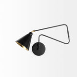 Cobalt 6L x 32W Black Metal Cone Shaped Swivel Wall Sconce from Mercana - Luna Furniture