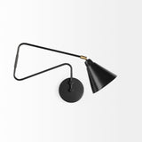 Cobalt 6L x 32W Black Metal Cone Shaped Swivel Wall Sconce from Mercana - Luna Furniture