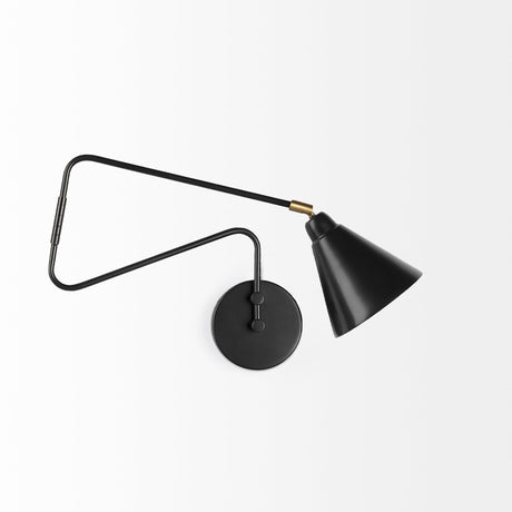 Cobalt 6L x 32W Black Metal Cone Shaped Swivel Wall Sconce from Mercana - Luna Furniture