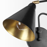 Cobalt 6L x 32W Black Metal Cone Shaped Swivel Wall Sconce from Mercana - Luna Furniture