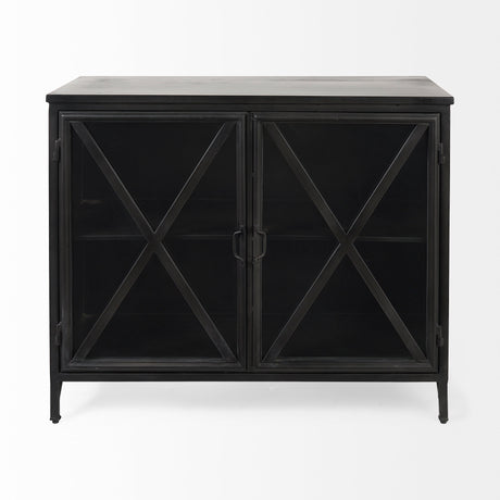 Poppy III 40L x 16W Black Metal With Glass Door Accent Cabinet from Mercana - Luna Furniture