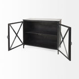 Poppy III 40L x 16W Black Metal With Glass Door Accent Cabinet from Mercana - Luna Furniture
