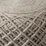 Allium Oatmeal Handwoven Wool Cylindrical Pouf from Mercana - Luna Furniture