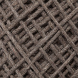 Allium Dark Brown Handwoven Wool Cylindrical Pouf from Mercana - Luna Furniture